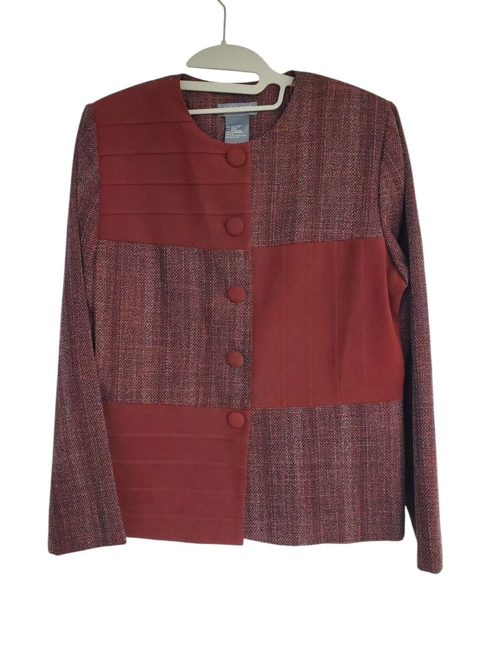 Women's Koret Maroon Knit & Suede Button Down Dress Jacket Blazer | Size 10